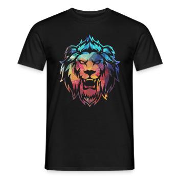 Lion coloré rugissant - T-shirt homme - noir - Devant - AI Model Male 178 light (178cm)