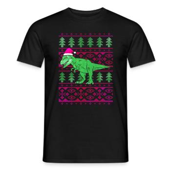Funny Santa T-Rex - Men's T-Shirt - black - Front - AI Model Male 178 light (178cm)