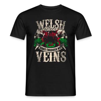 Wales - Men's T-Shirt - black - Front - AI Model Male 178 light (178cm)
