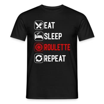 Eat Sleep Roulette Repeat - Männer T-Shirt - Schwarz - Vorne - AI Model Male 178 light (178cm)