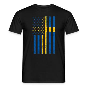 Drapeau USA Suède - T-shirt homme - noir - Devant - AI Model Male 178 light (178cm)