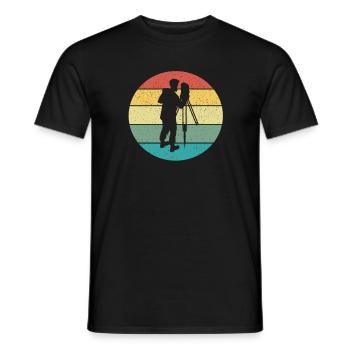Retro Vintage Gift Land Surveyoer Surveying - Men's T-Shirt - black - Front - AI Model Male 178 light (178cm)
