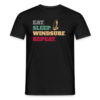 Eat Sleep Windsurf Windsurfer Windsurfing Repeat - T-shirt homme - noir - Devant - AI Model Male 178 light (178cm)