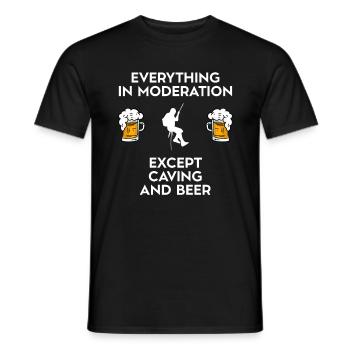 Spéléologie Spéléologie Potholing et bière - T-shirt homme - noir - Devant - AI Model Male 178 light (178cm)