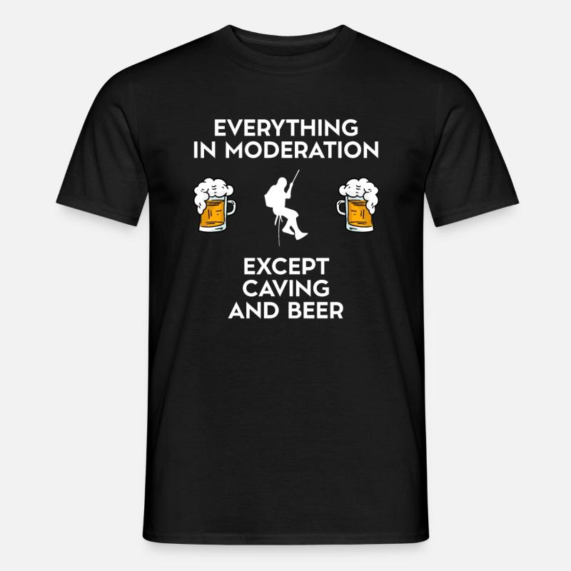 Caving Spelunking Potholing And Beer - Men's T-Shirt - black