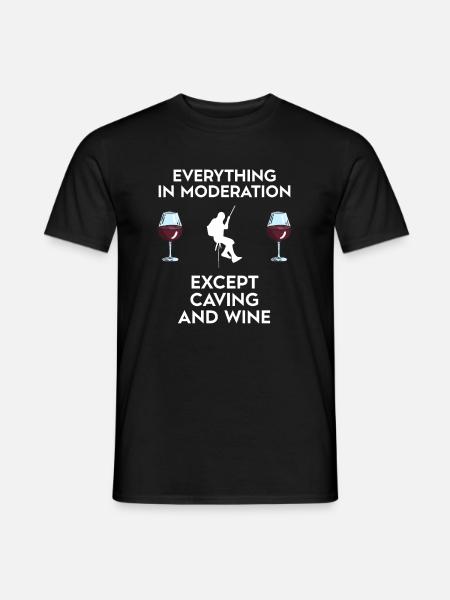 Caving And Wine - Männer T-Shirt - Schwarz