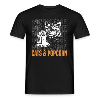 Cats and Popcorn Movies Mignon Kitty et Popcorn - T-shirt homme - noir - Devant - AI Model Male 178 light (178cm)