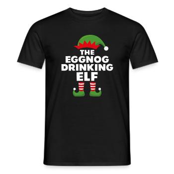 Der Eierlikör trinkende Elf - Männer T-Shirt - Schwarz - Vorne - AI Model Male 178 light (178cm)