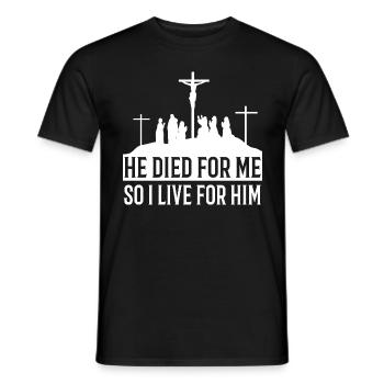 Christus He died for meT-Shirt - Men's T-Shirt - black - Front - AI Model Male 178 light (178cm)