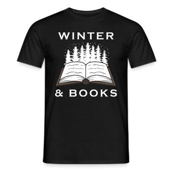 Cozy Winter Days Book Reading Literature Snow - Men's T-Shirt - black - Front - AI Model Male 178 light (178cm)