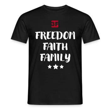 Freiheit | Glaube | Familie - Licht - Männer T-Shirt - Schwarz - Vorne - AI Model Male 178 light (178cm)