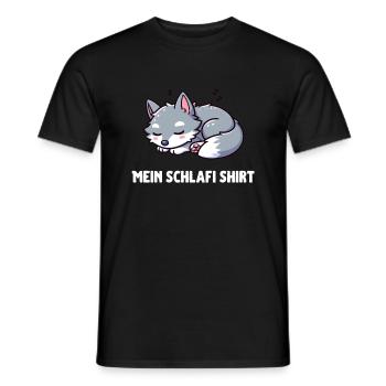 Petit loup endormi mignon - T-shirt homme - noir - Devant - AI Model Male 178 light (178cm)