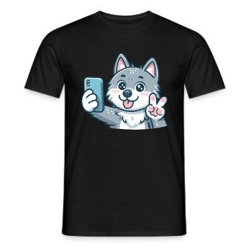 Der süße Selfiewolf - Männer T-Shirt - Schwarz - Vorne - AI Model Male 178 light (178cm)