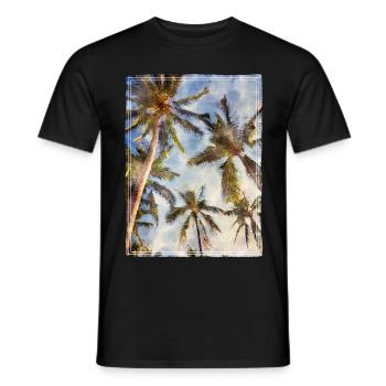 Palm trees in watercolor look - Men's T-Shirt - black - Front - AI Model Male 178 light (178cm)