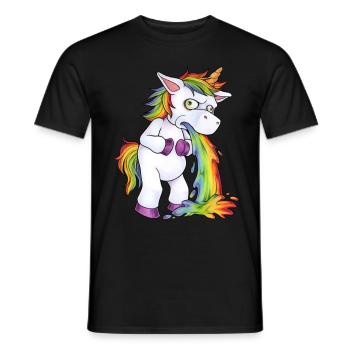Witziges Einhorn Betrunken und Kotzend Geschenk - Männer T-Shirt - Schwarz - Vorne - AI Model Male 178 light (178cm)