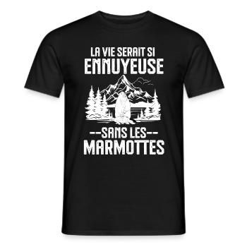 La vie serait si ennuyeuse sans les marmottes - T-shirt homme - noir - Devant - AI Model Male 178 light (178cm)