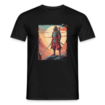 Samurai - Krieger mit Schwert auf Berg - Männer T-Shirt - Schwarz - Vorne - AI Model Male 178 light (178cm)
