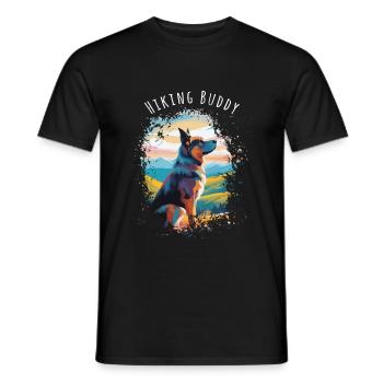 Hiking Buddy - Dein treuer Hund am Gipfel - Männer T-Shirt - Schwarz - Vorne - AI Model Male 178 light (178cm)
