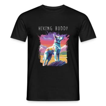 Compagnon de randonnée - Ami à quatre pattes coloré au sommet - T-shirt homme - noir - Devant - AI Model Male 178 light (178cm)