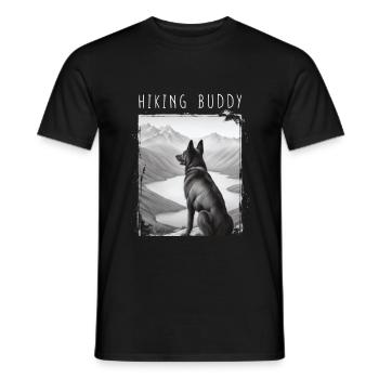 Hiking buddy in the form of your dog at the summit - Men's T-Shirt - black - Front - AI Model Male 178 light (178cm)