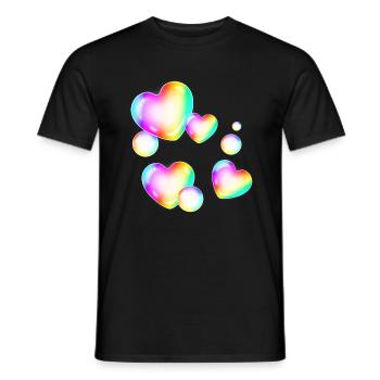 colorful soap bubbles heart shape - Men's T-Shirt - black - Front - AI Model Male 178 light (178cm)