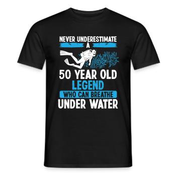 50e anniversaire Jamais 50 ans Plongeur sous-marin - T-shirt homme - noir - Devant - AI Model Male 178 light (178cm)