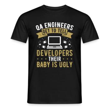 Analyste de l’assurance qualité des logiciels d’ingénierie QA - T-shirt homme - noir - Devant - AI Model Male 178 light (178cm)