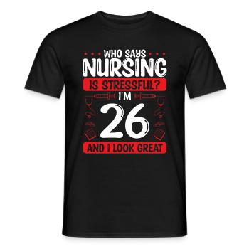 26 Birthday Nurses 26 Years Old Nurse for Work - Männer T-Shirt - Schwarz - Vorne - AI Model Male 178 light (178cm)