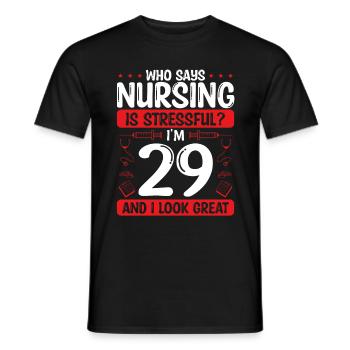 29 Birthday Nurses 29 Years Old Nurse for Work - Männer T-Shirt - Schwarz - Vorne - AI Model Male 178 light (178cm)