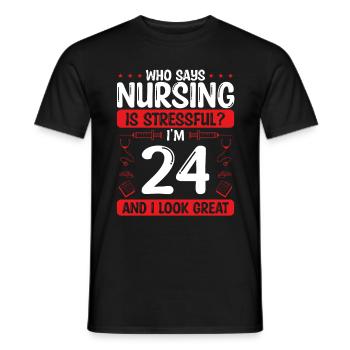 24 Birthday Nurses 24 Years Old Nurse for Work - Männer T-Shirt - Schwarz - Vorne - AI Model Male 178 light (178cm)