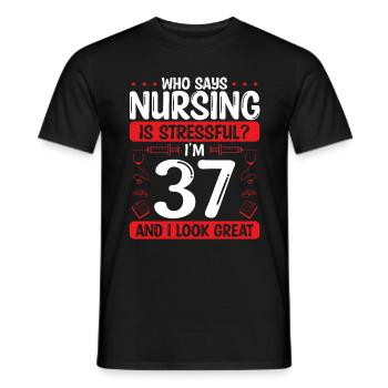 37 Birthday Nurses 37 Years Old Nurse for Work - Männer T-Shirt - Schwarz - Vorne - AI Model Male 178 light (178cm)