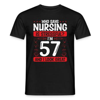 57 Birthday Nurses 57 Years Old Nurse for Work - Männer T-Shirt - Schwarz - Vorne - AI Model Male 178 light (178cm)