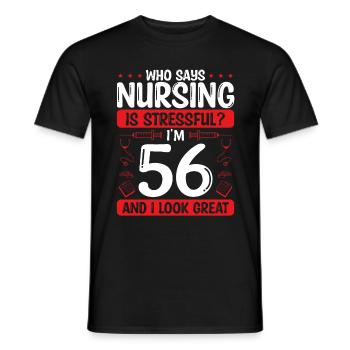 56 Birthday Nurses 56 Years Old Nurse for Work - Männer T-Shirt - Schwarz - Vorne - AI Model Male 178 light (178cm)