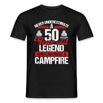 50 Year Old Camping Camper Mountains 50th Birthday - Men's T-Shirt - black - Front - AI Model Male 178 light (178cm)