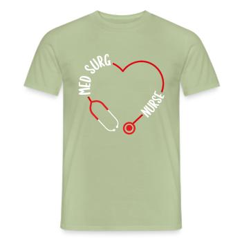 Med Surg Infirmière Stéthoscope Med Surg Soins Infirmiers - T-shirt homme - vert sauge - Devant - AI Model Male 178 light (178cm)