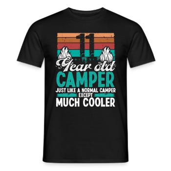 11 Year Old Camper Scouting Camping 11 Birthday - Men's T-Shirt - black - Front - AI Model Male 178 light (178cm)