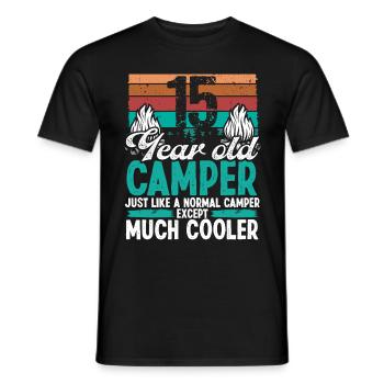 15 Year Old Camper Scouting Camping 15 Birthday - Men's T-Shirt - black - Front - AI Model Male 178 light (178cm)