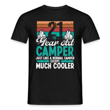 21 Year Old Camper Scouting Camping 21 Birthday - Men's T-Shirt - black - Front - AI Model Male 178 light (178cm)