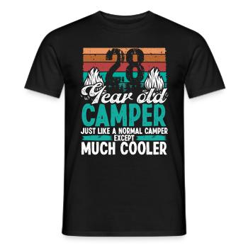 28 Year Old Camper Scouting Camping 28 Birthday - Men's T-Shirt - black - Front - AI Model Male 178 light (178cm)
