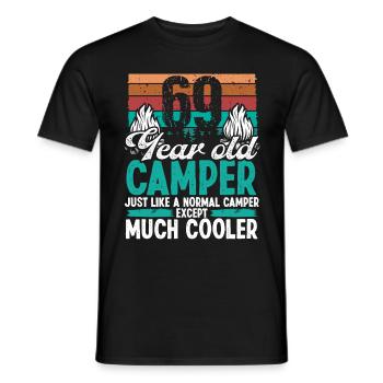 69 Year Old Camper Scouting Camping 69 Birthday - Men's T-Shirt - black - Front - AI Model Male 178 light (178cm)