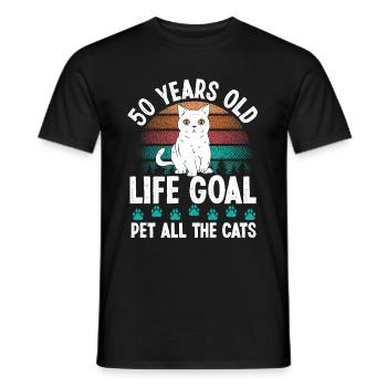 50 Year Old Cat Dad Pet Cat Mom 50th Birthday - Men's T-Shirt - black - Front - AI Model Male 178 light (178cm)