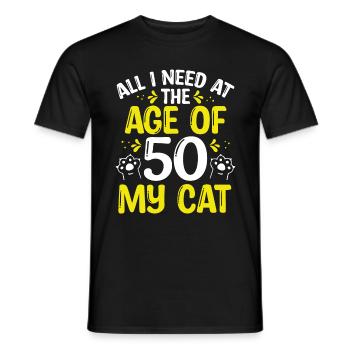 Funny 50th Birthday Cat Mom 50 Year Old Cat Dad - Men's T-Shirt - black - Front - AI Model Male 178 light (178cm)