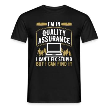 Quality Assurance Testing QA Engineering Code Test - Men's T-Shirt - black - Front - AI Model Male 178 light (178cm)
