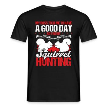 Chasseur d’écureuils pour passer une bonne journée de chasse - T-shirt homme - noir - Devant - AI Model Male 178 light (178cm)