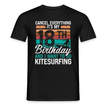 18 Birthday Kiteboarding Kitesurfer 18 Year Old - Men's T-Shirt - black - Front - AI Model Male 178 light (178cm)