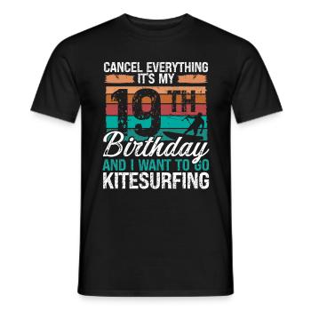 19 Birthday Kiteboarding Kitesurfer 19 Year Old - Männer T-Shirt - Schwarz - Vorne - AI Model Male 178 light (178cm)