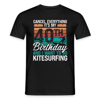 40 Birthday Kiteboarding Kitesurfer 40 Year Old - Men's T-Shirt - black - Front - AI Model Male 178 light (178cm)