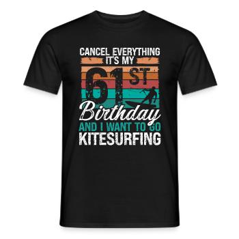 61 Birthday Kiteboarding Kitesurfer 61 Year Old - Männer T-Shirt - Schwarz - Vorne - AI Model Male 178 light (178cm)