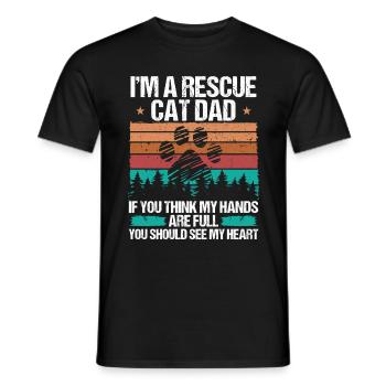 Cat Rescuer Dad Foster Animal Fathers Day - Men's T-Shirt - black - Front - AI Model Male 178 light (178cm)