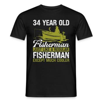 34 Year Old Fisherman Fishing Rod 34 Angler - Männer T-Shirt - Schwarz - Vorne - AI Model Male 178 light (178cm)